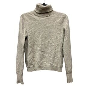 Brooks Brothers Pure Cashmere Light Gray Long Sleeve Turtleneck Sweater Womens M